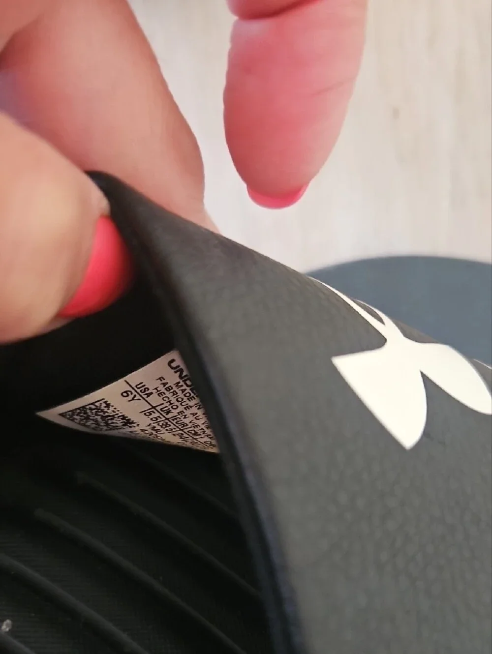 Under Armour Black Slides with White Logo Strap